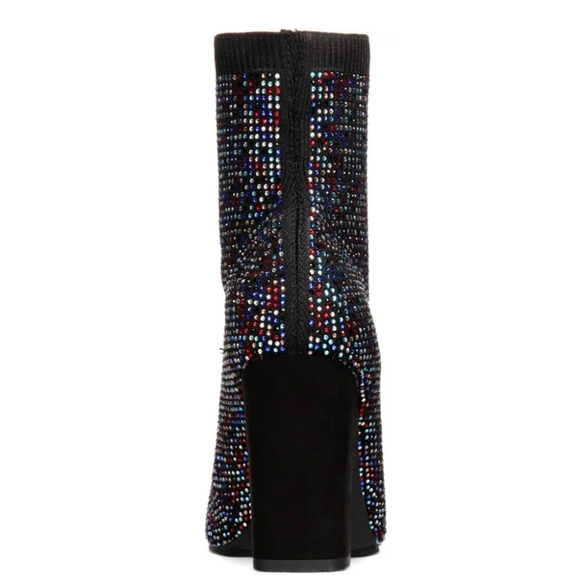 Material Girl Women's Baybe Rainbow Bling Sock Heeled Booties - Picture 2 of 5